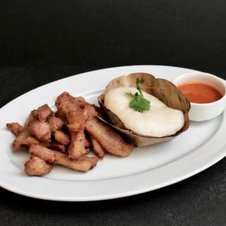 Fried Pork Jowl with Sticky Rice