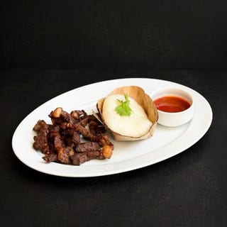 Fried Beef Jerky with Sticky Rice